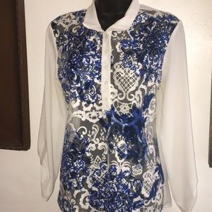 New Alberto Makali lace blouse S